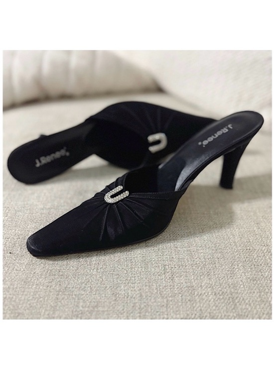J.Renee Shoes - J. Renee Vintage Satin & Leather Cocktail Mule Heels